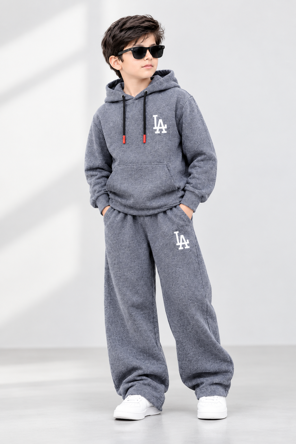 Boys Premium Terry LA Tracksuit – Grey