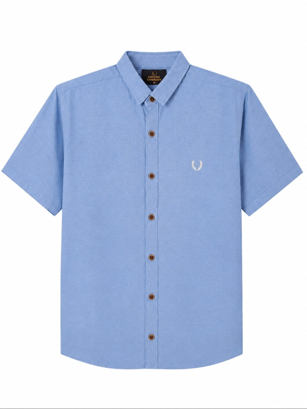 Premium Sky Blue Short Sleeve Button-Up Shirt – Smart Casual Comfort