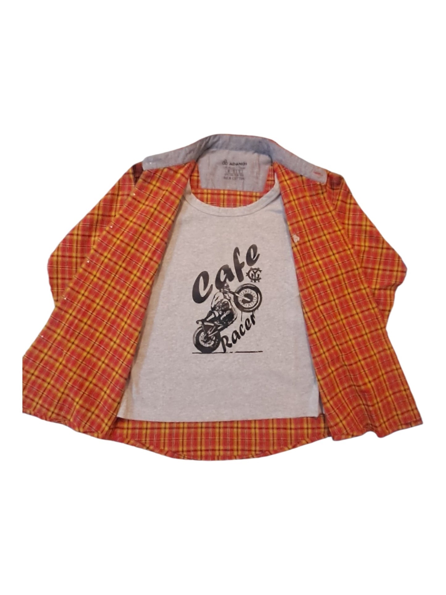 Boys' 2-in-1 Checked Shirt with Inner T-Shirt