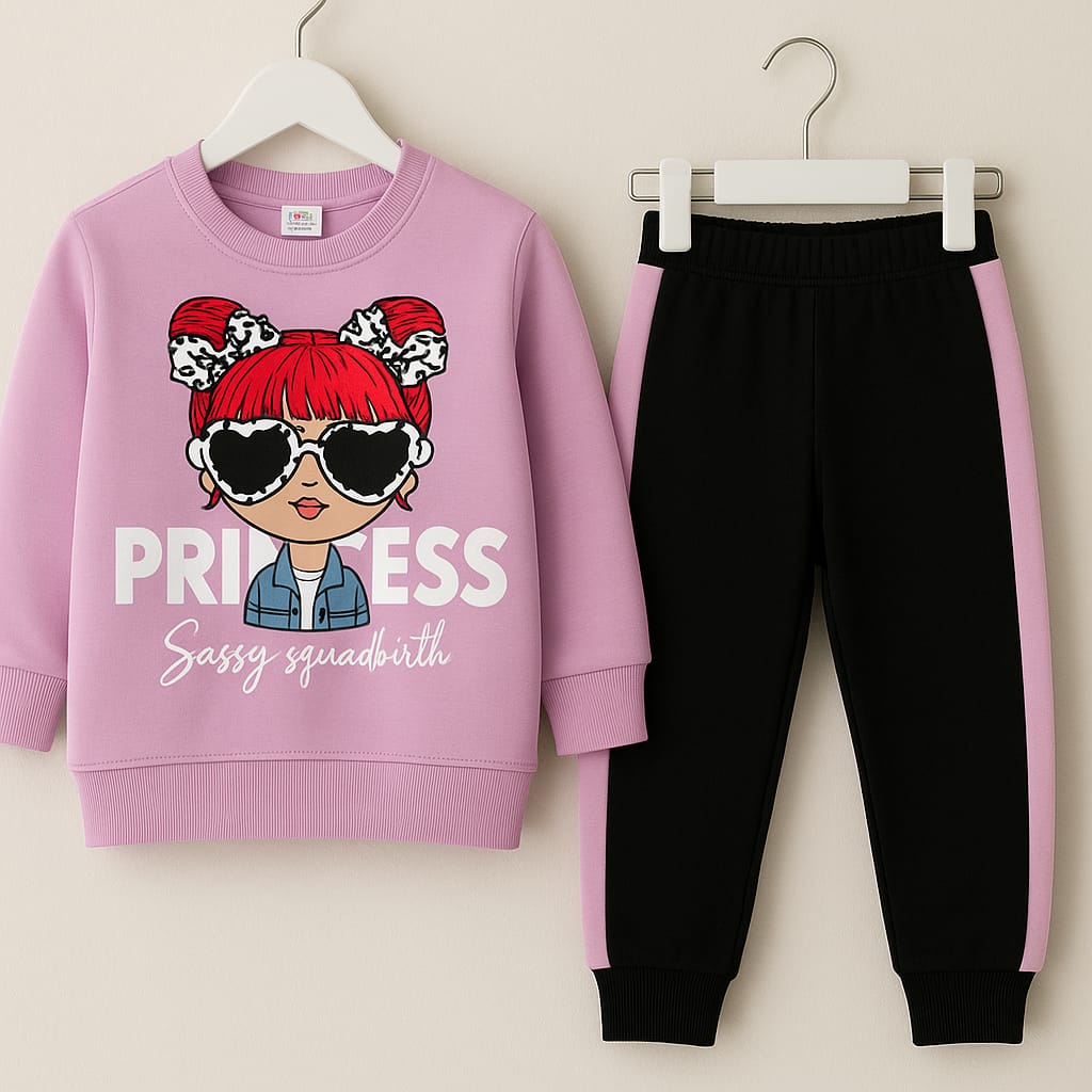 Sassy Squad Princess Tracksuit Set - Pink & Black