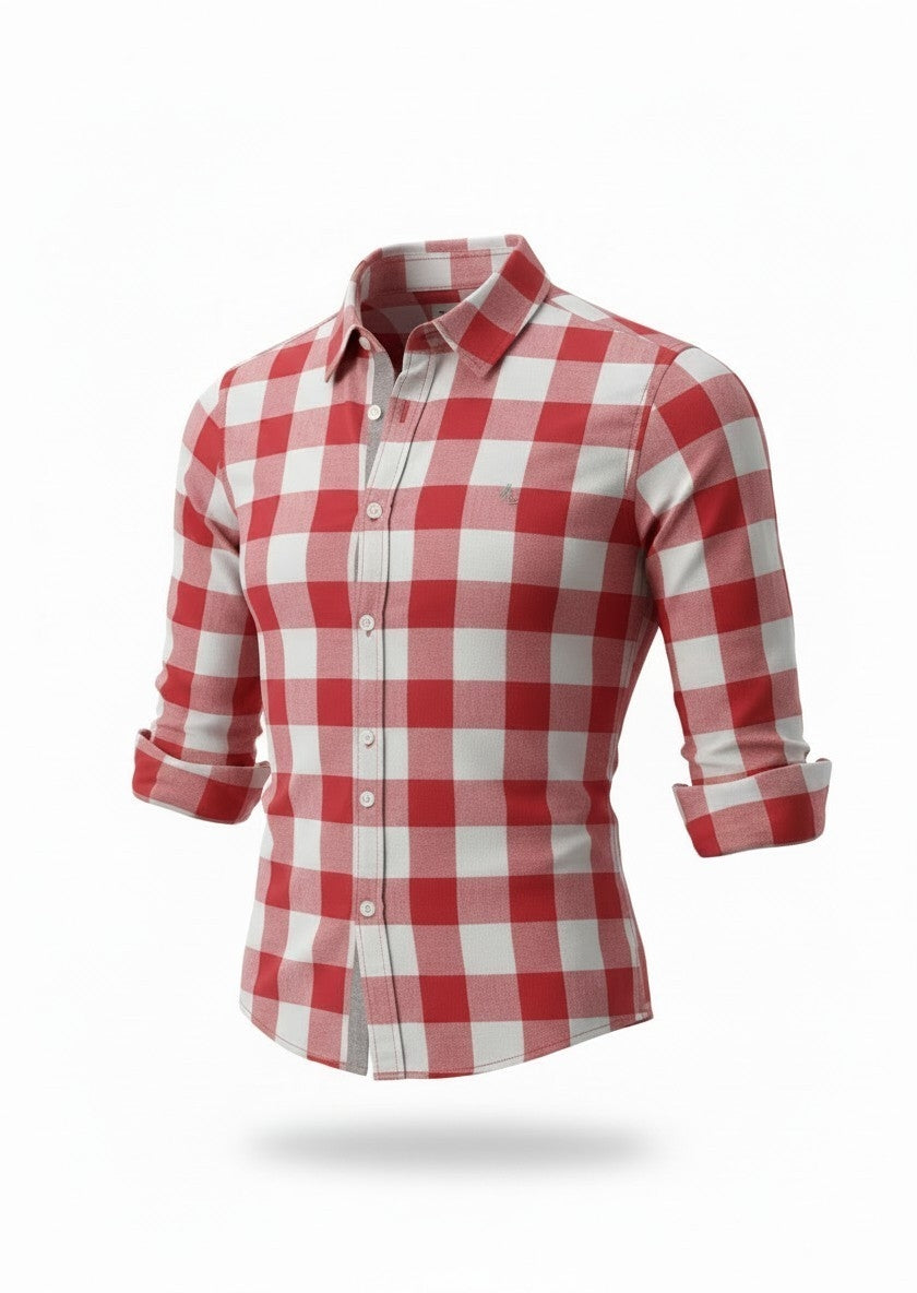 Red & White Checkered Kids Casual Shirt