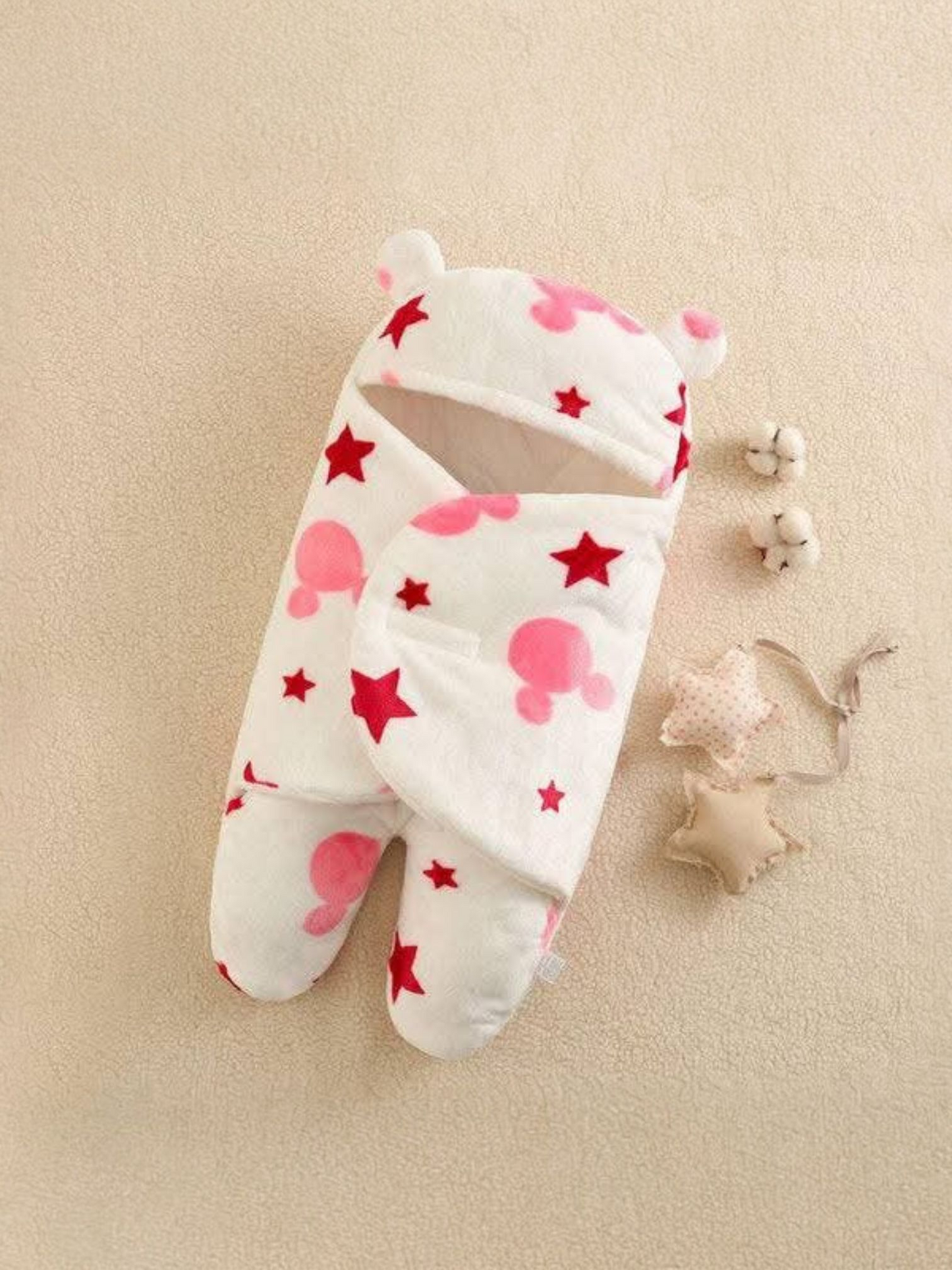 Snuggle-Ready! Ultra-Soft Fleece Swaddle Blanket with Bear Ears