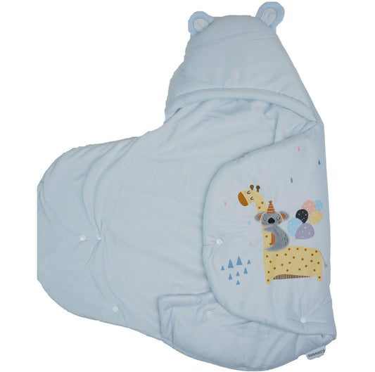 Cozy Character Baby Sleep Bag / Footmuff with Hood - Soft Blue Safari Print