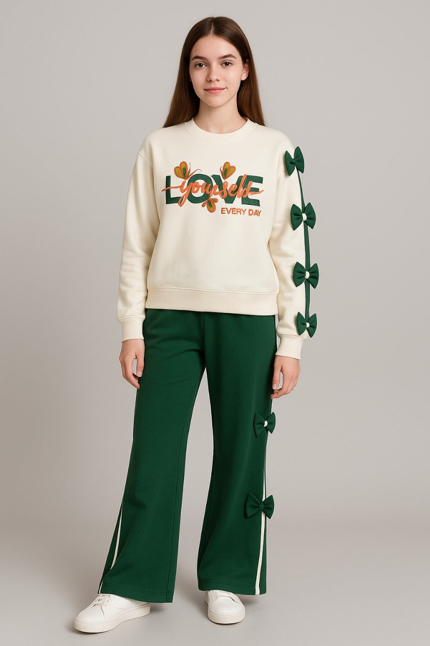 Girls' Love Yourself Bow Detail Winter Tracksuit