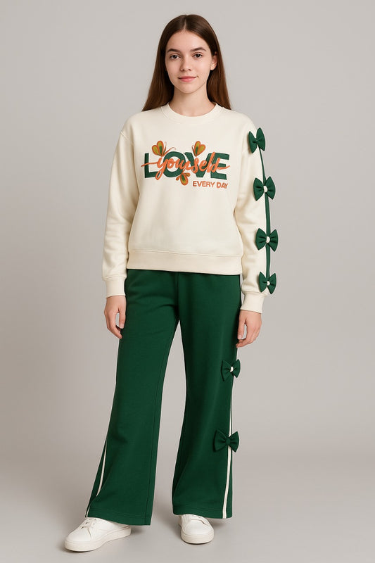 Girls' Love Yourself Bow Detail Winter Tracksuit