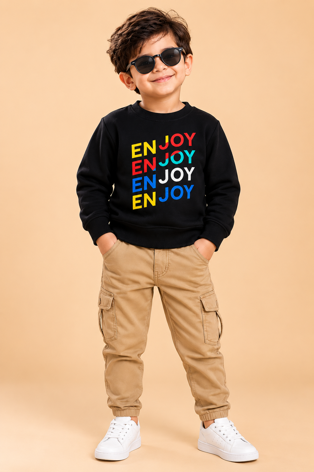 Boys ENJOY Multicolor Printed Sweatshirt – Black