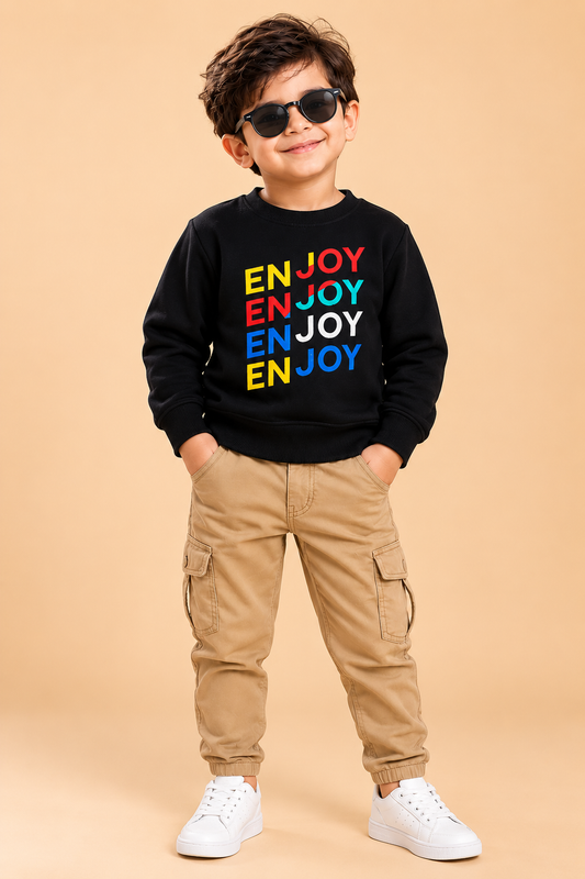Boys ENJOY Multicolor Printed Sweatshirt – Black