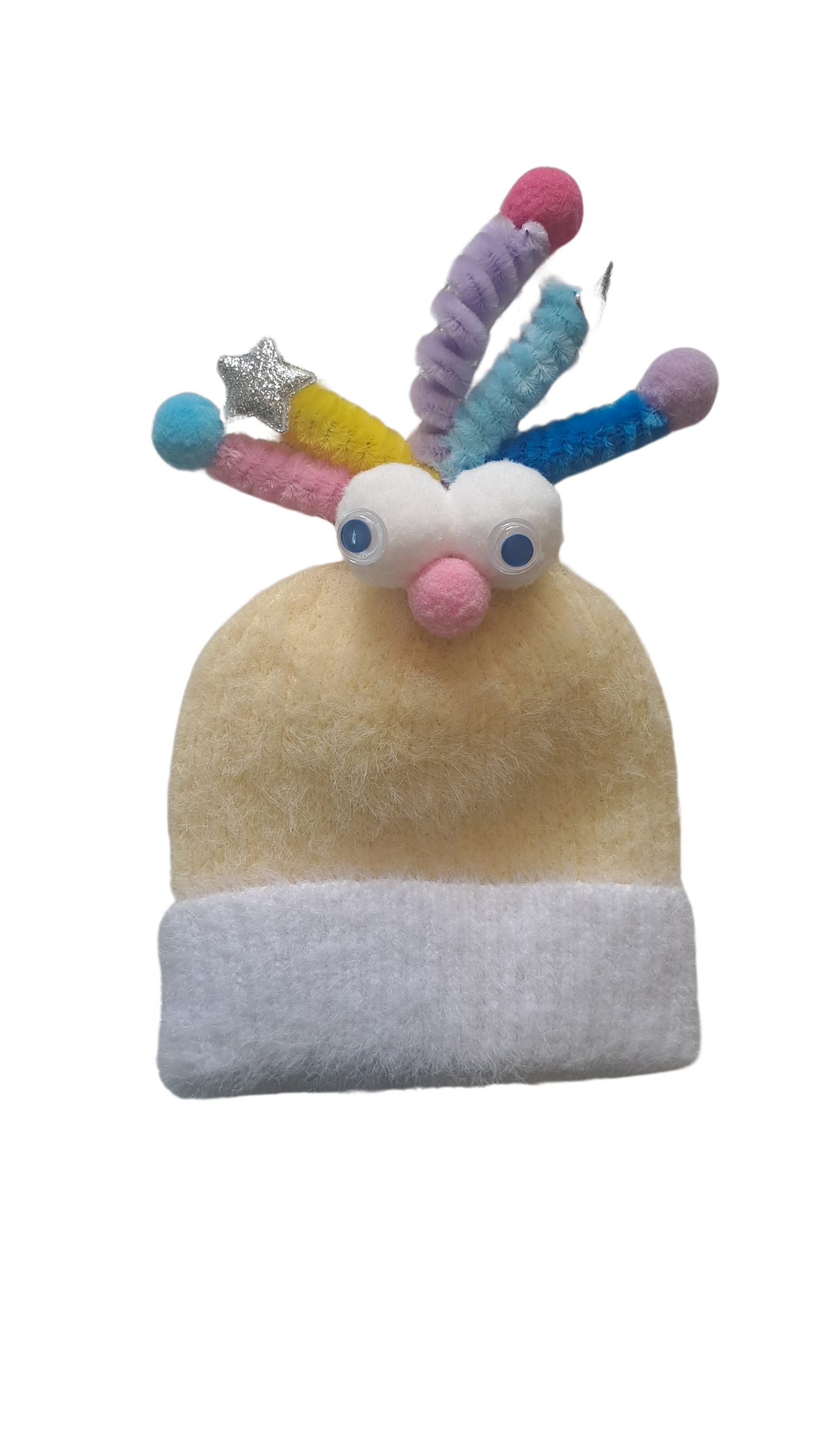 Baby Woolen Cap Beige & Yellow with character