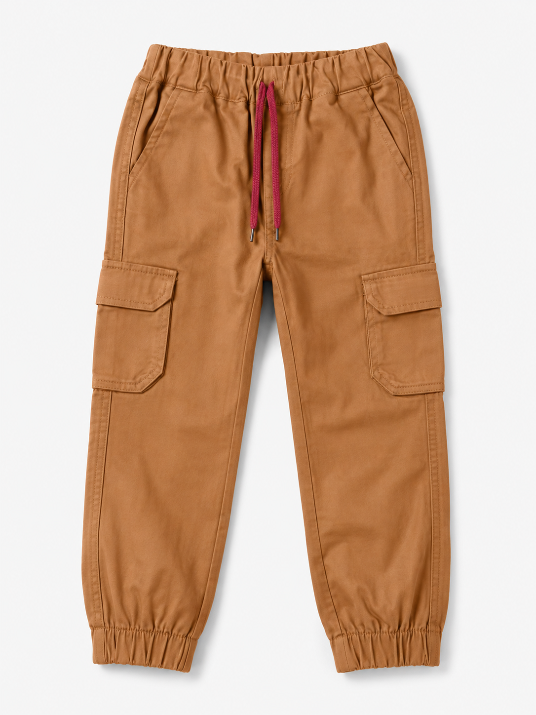 Kids Camel Cargo Jogger Pants – Elastic Waist
