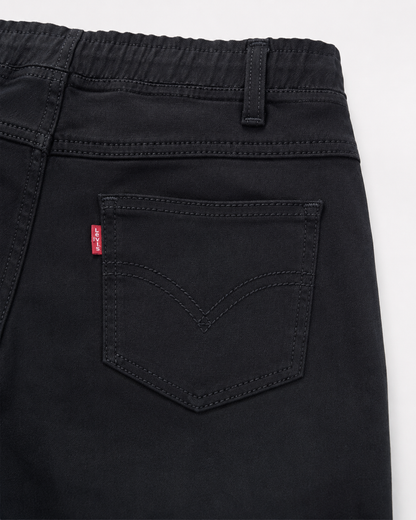 Boys Black Stretch Pants with Elastic Waist & Drawstring
