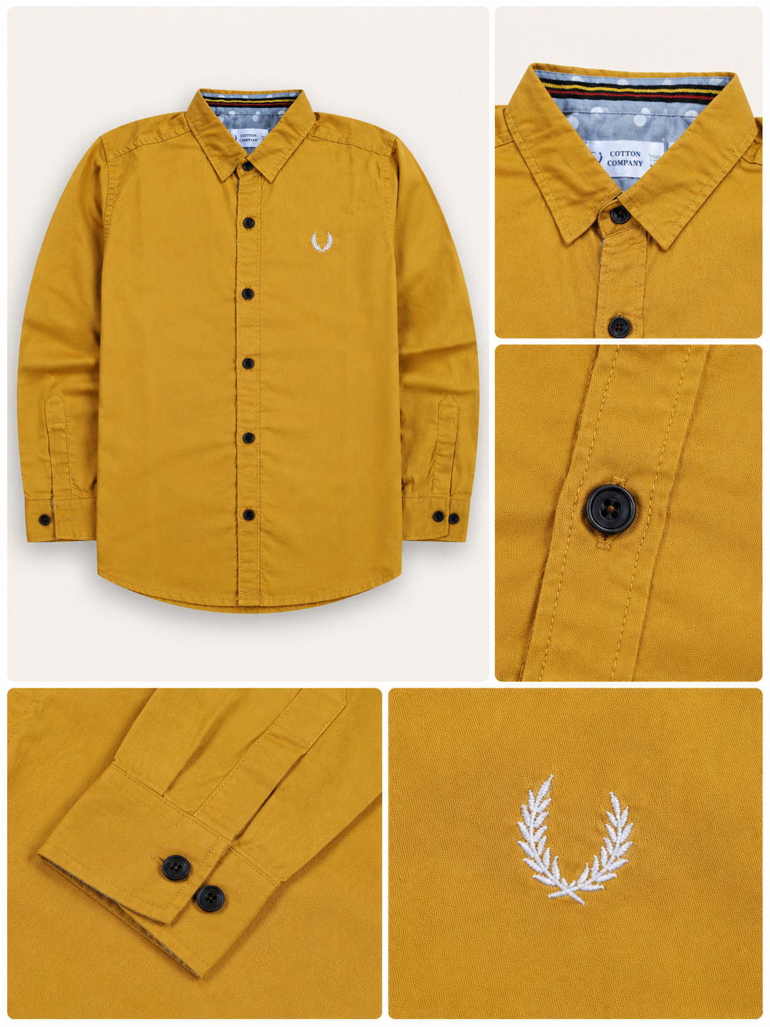 Mustard Yellow Full-Sleeve Casual Shirt for Boys