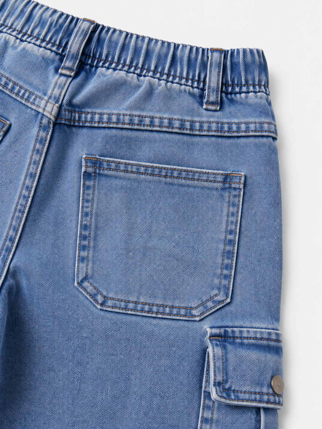 Light Blue Denim Cargo Pants for Kids