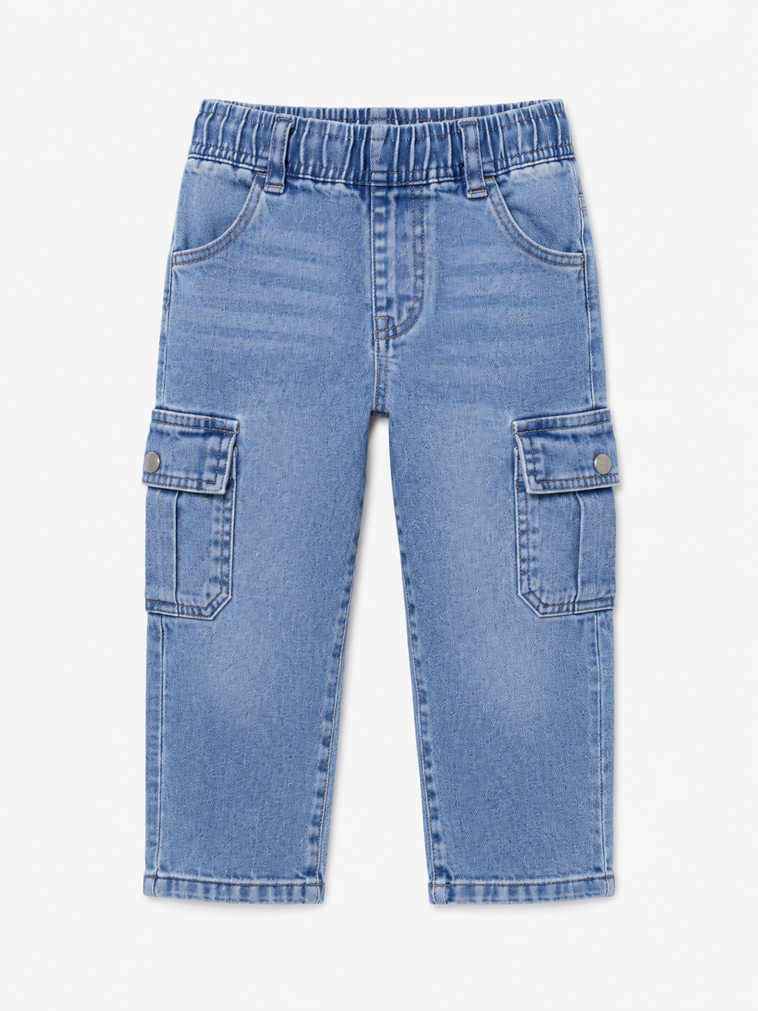 Light Blue Denim Cargo Pants for Kids