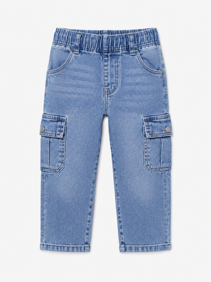 Light Blue Denim Cargo Pants for Kids