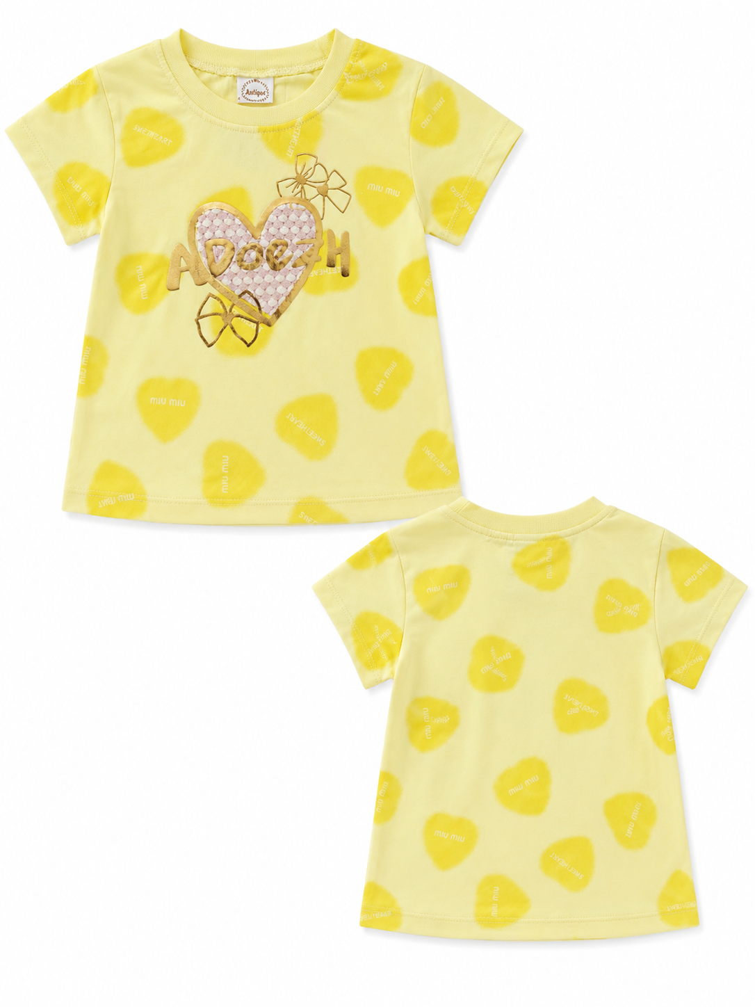 Girls Yellow Sweetheart Graphic T-Shirt