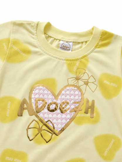Girls Yellow Sweetheart Graphic T-Shirt