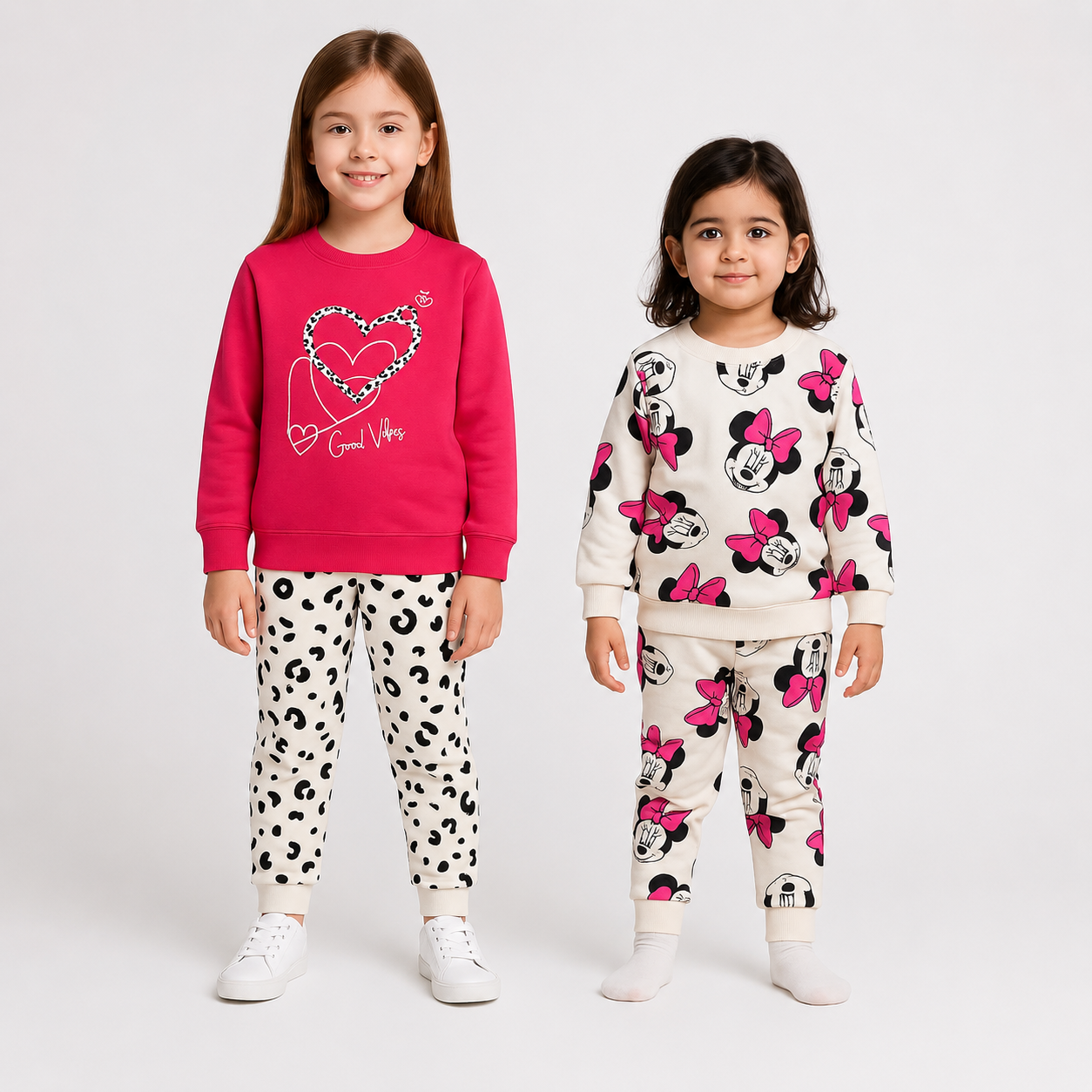Girls Winter Bundle – Pink Good Vibes Set + Minnie Print Sweatshirt & Trouser Set