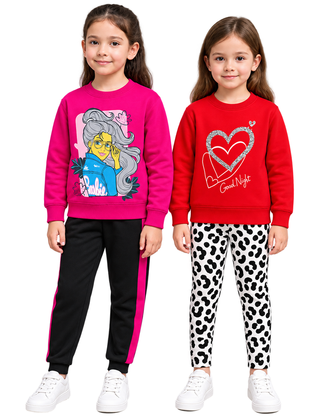 Girls Winter 2 Outfit Bundle – Graphic Sweatshirt & Trouser Combo