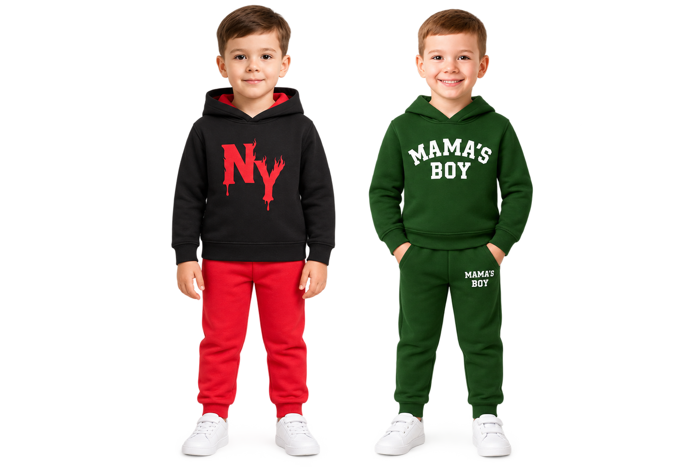 Boys’ Winter 2-in-1 Hoodie Tracksuit Bundle – Dark Navy & Green Sets