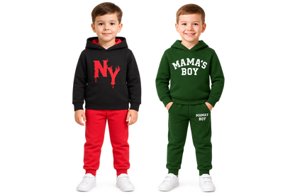 Boys’ Winter 2-in-1 Hoodie Tracksuit Bundle – Dark Navy & Green Sets
