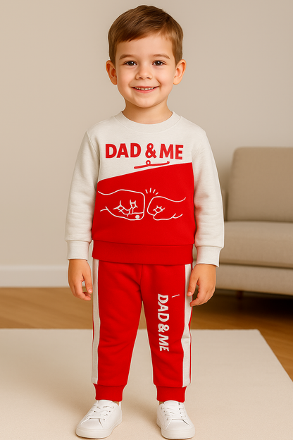 Dad & Me Boys’ Sweatshirt & Pant Set – Red & White