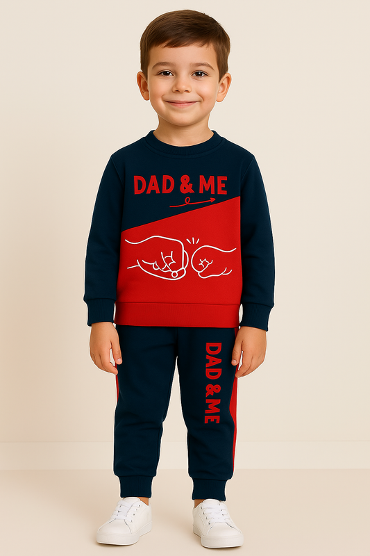Dad & Me Boys’ Sweatshirt & Pant Set – Red & Navy