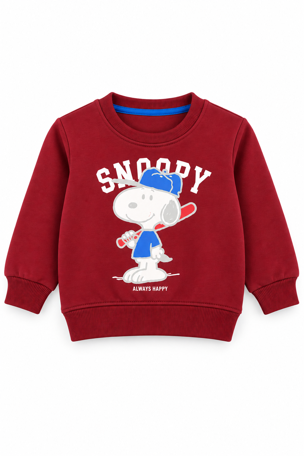 Snoopy Always Happy Kids Sweatshirt – Maroon