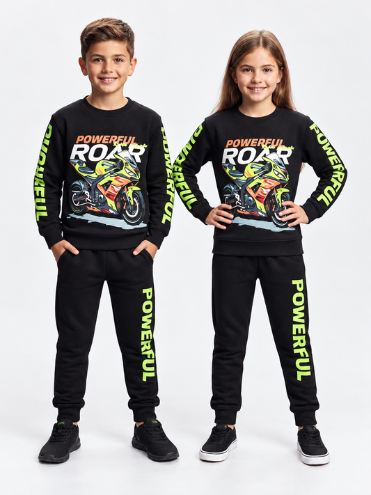 Powerful Roar Motorcycle Kids Tracksuit – Black