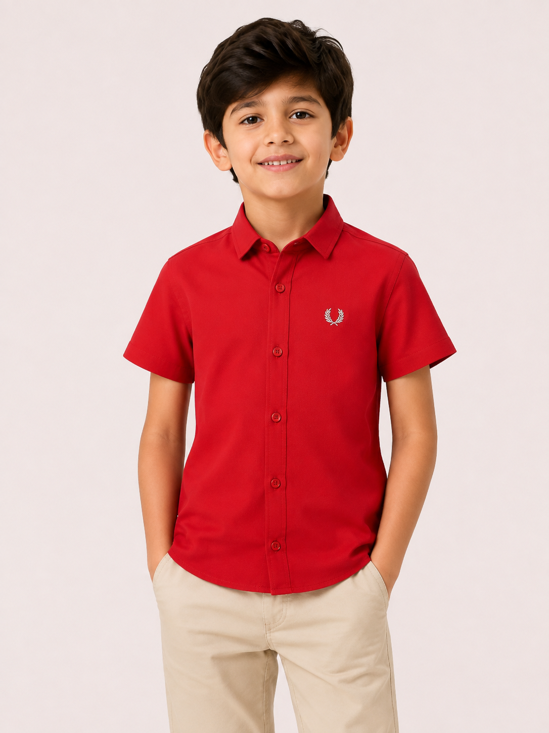 Boys Classic Red Short Sleeve Shirt