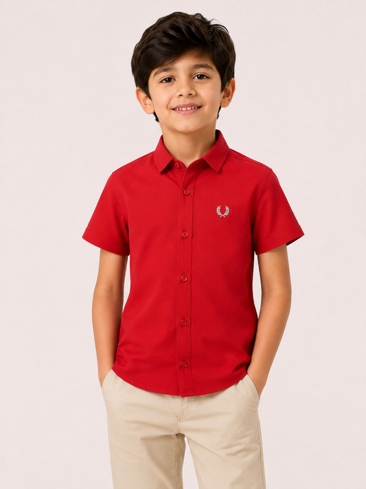 Boys Classic Red Short Sleeve Shirt