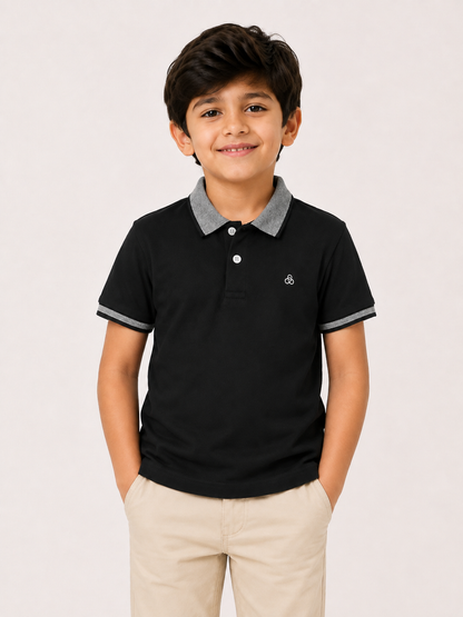 Black Premium Boys Polo Shirt
