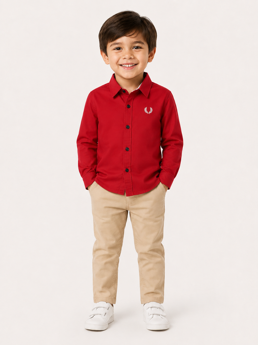 Red Kids Casual Cotton Shirt