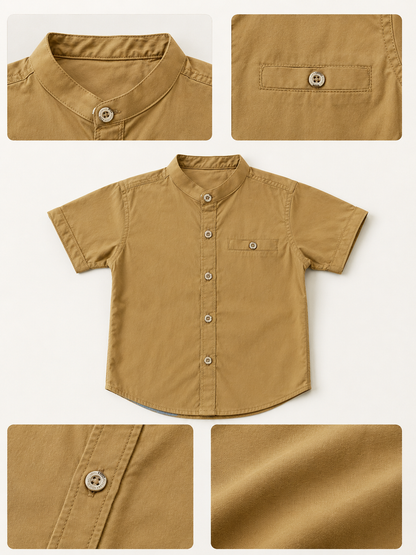 Mustard Yellow Cotton Short Sleeve Shirt for Boys