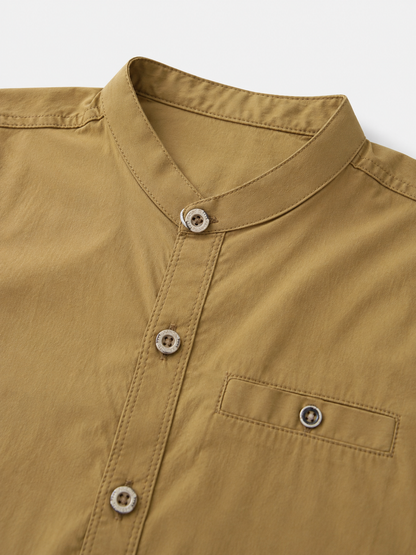 Mustard Yellow Cotton Short Sleeve Shirt for Boys