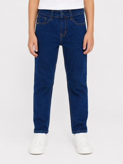 Kids Dark Blue Straight-Fit Denim Jeans