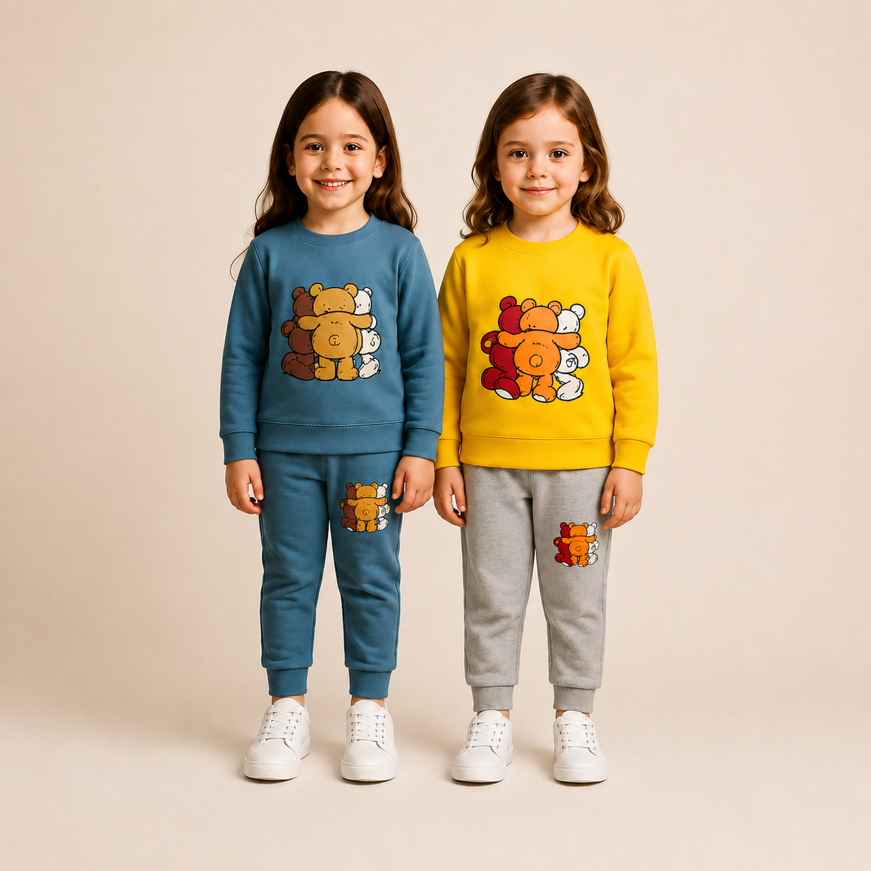 Kids Teddy Bear Sweatshirt & Trouser Bundle – Blue & Yellow