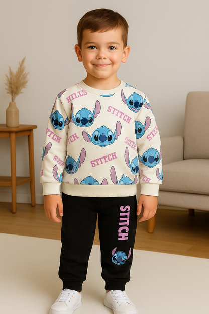 Stitch Printed Sweatshirt & Jogger Set for Kids