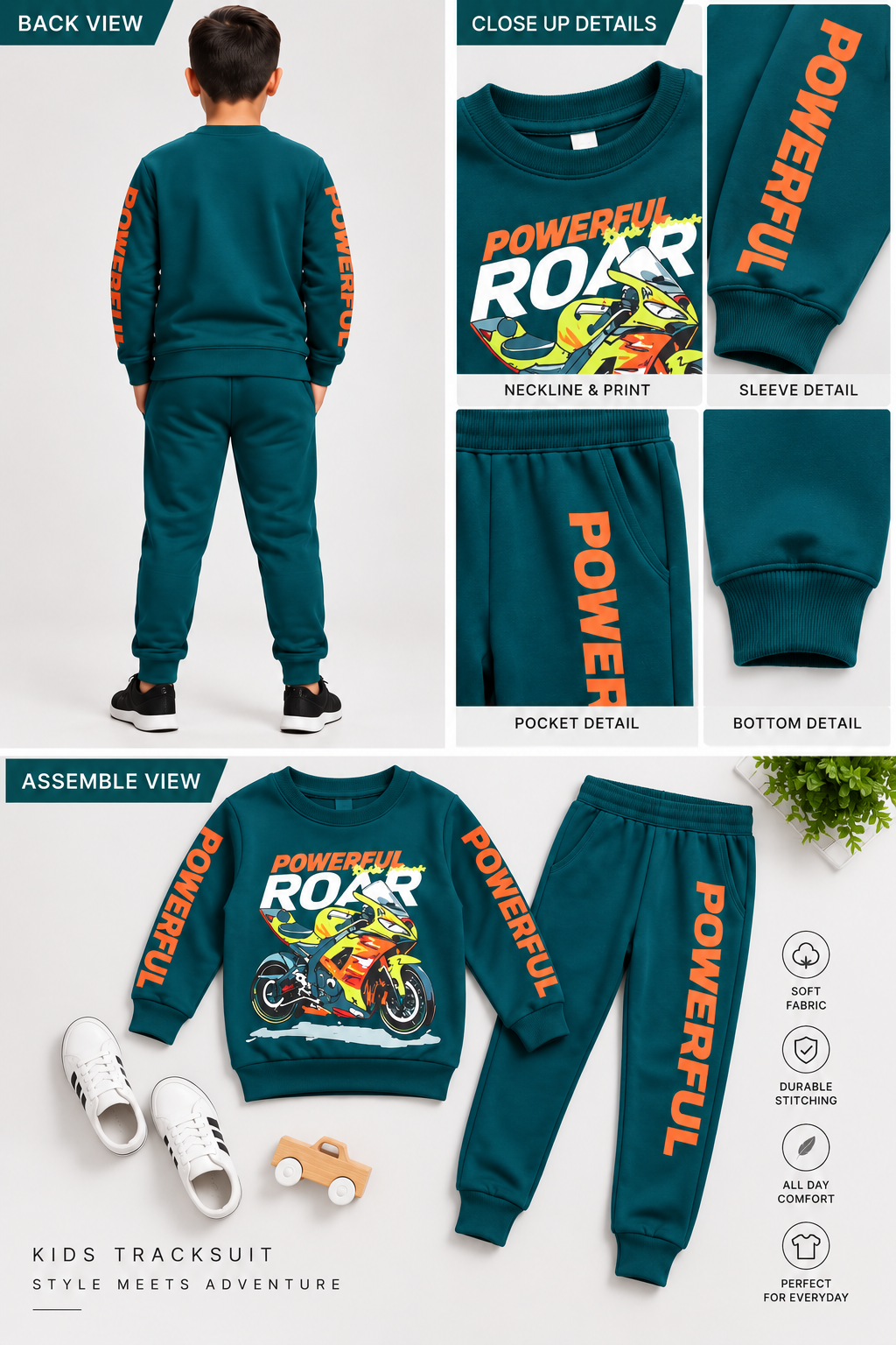 Powerful Roar Kids Motorcycle Tracksuit – Boys & Girls