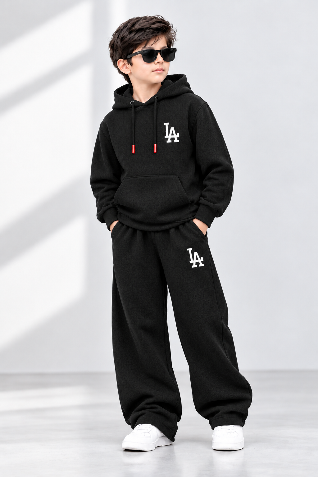 Boys Premium Terry LA Tracksuit – Black