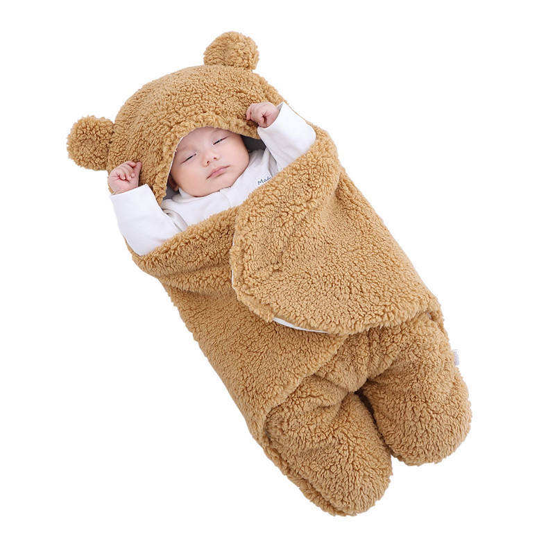 Blanket Warm Fleece Baby Wrap Sleeping Swaddle Hoodie