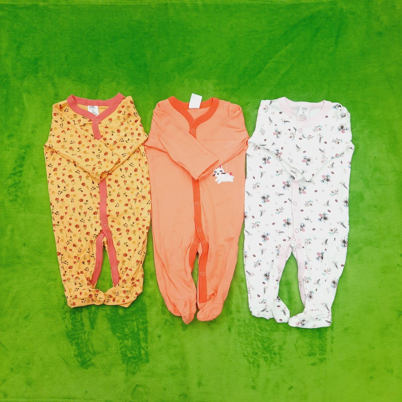 Baby Full Body Romper With Attached Socks Pack Of 3 Bear Mustard - Sunshine