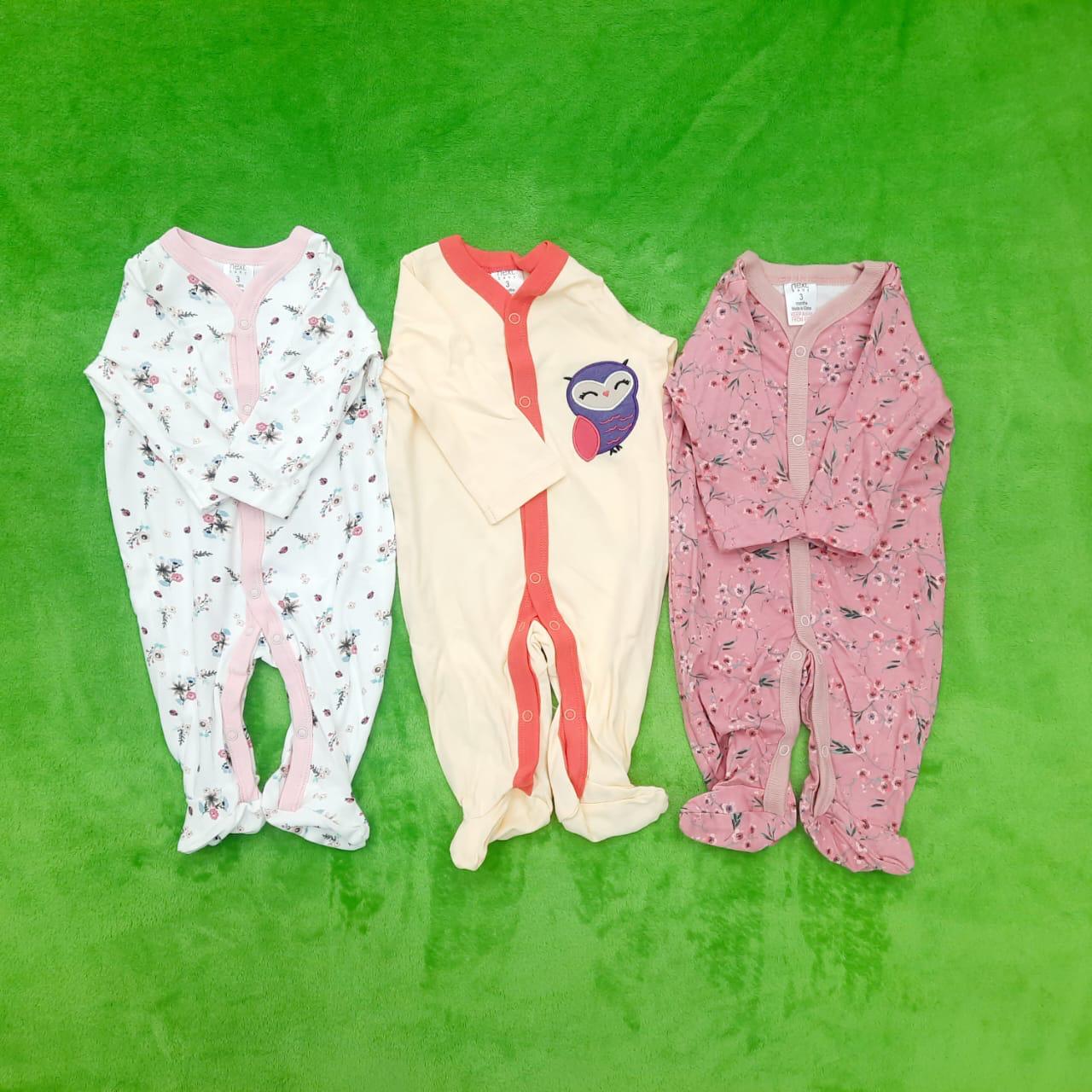 Baby Full Body Romper With Attached Socks Pack Of 3 Bear Mustard - Sunshine