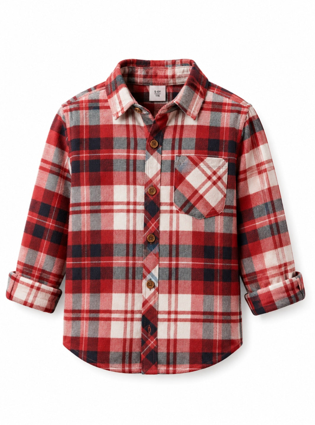Red & Grey Plaid Full Sleeve Casual Shirt