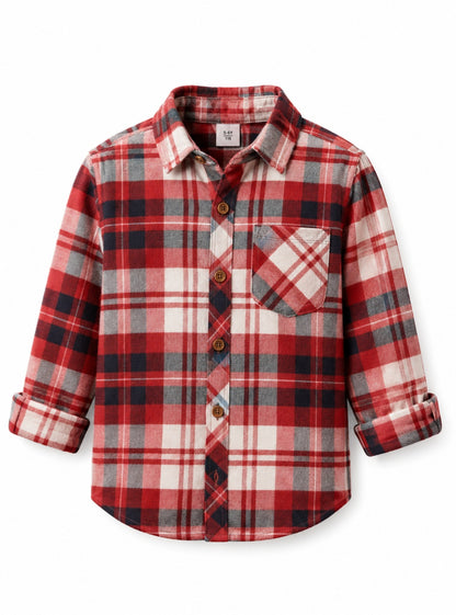 Red & Grey Plaid Full Sleeve Casual Shirt