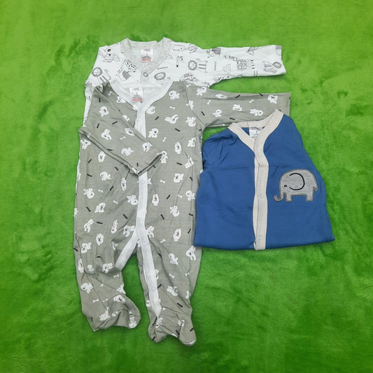 George Assorted Bear Print Long Sleeve Sleepsuits