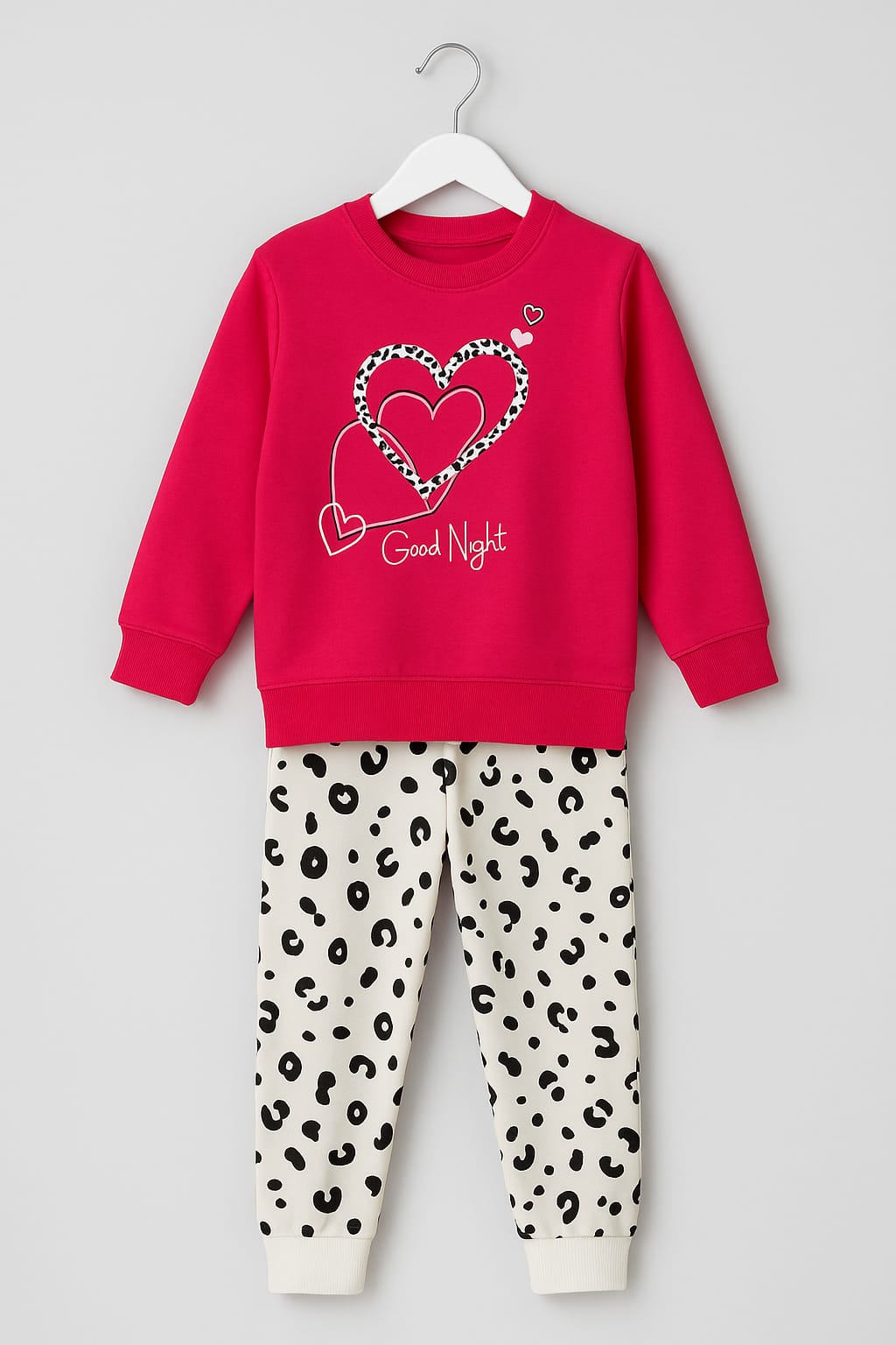 Girls’ “Good Vibes” Sweatshirt & Printed Trouser Set