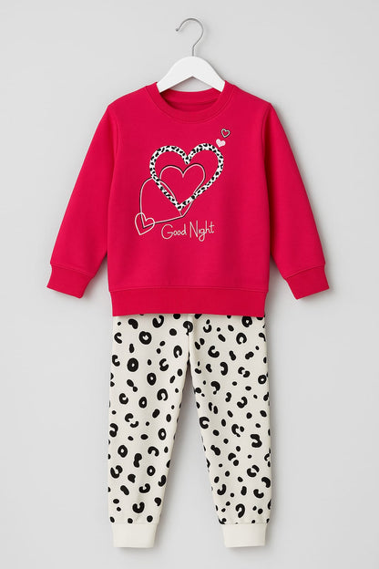 Girls’ “Good Vibes” Sweatshirt & Printed Trouser Set