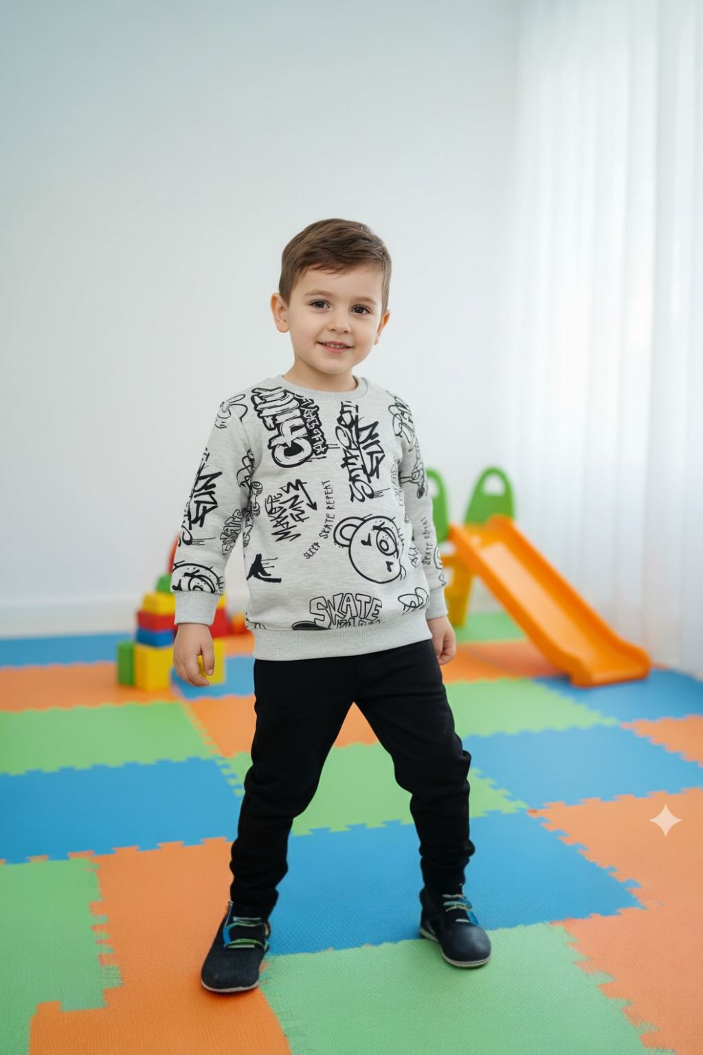Boys’ Graffiti Print Sweatshirt & Trouser Set
