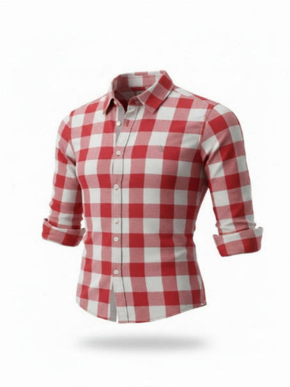 Red & White Checkered Kids Casual Shirt