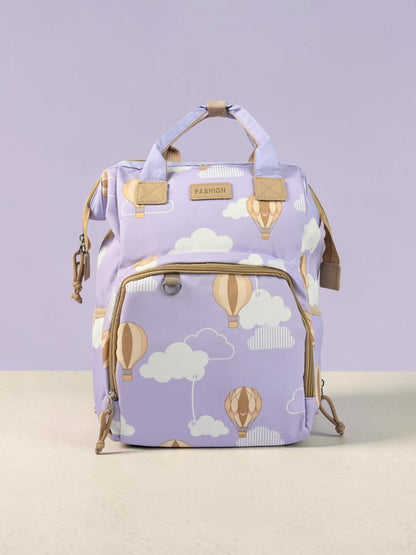 Premium Baby Diaper Backpack – Hot Air Balloon Print | Multi-Compartment Mommy Bag